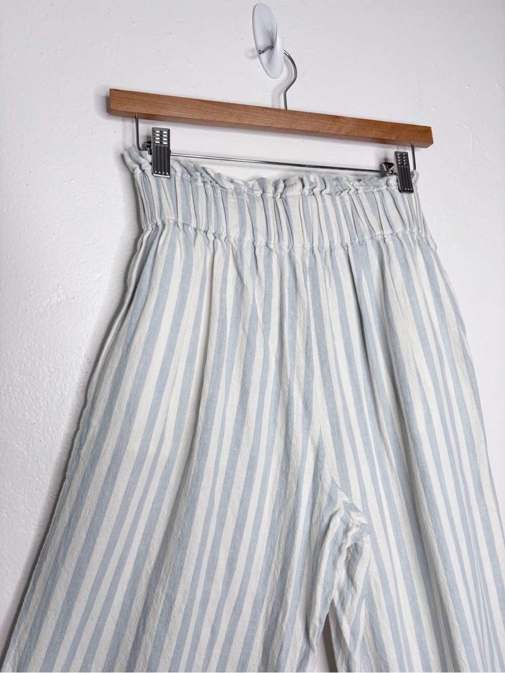 Madewell Huston Tie Waist Striped Linen Blend Wide Leg Cropped Pants Size S - Picture 7 of 9